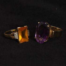 Two 14KT Gold and Gem-Set Rings