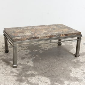 Metal and Composition Stone Low Table