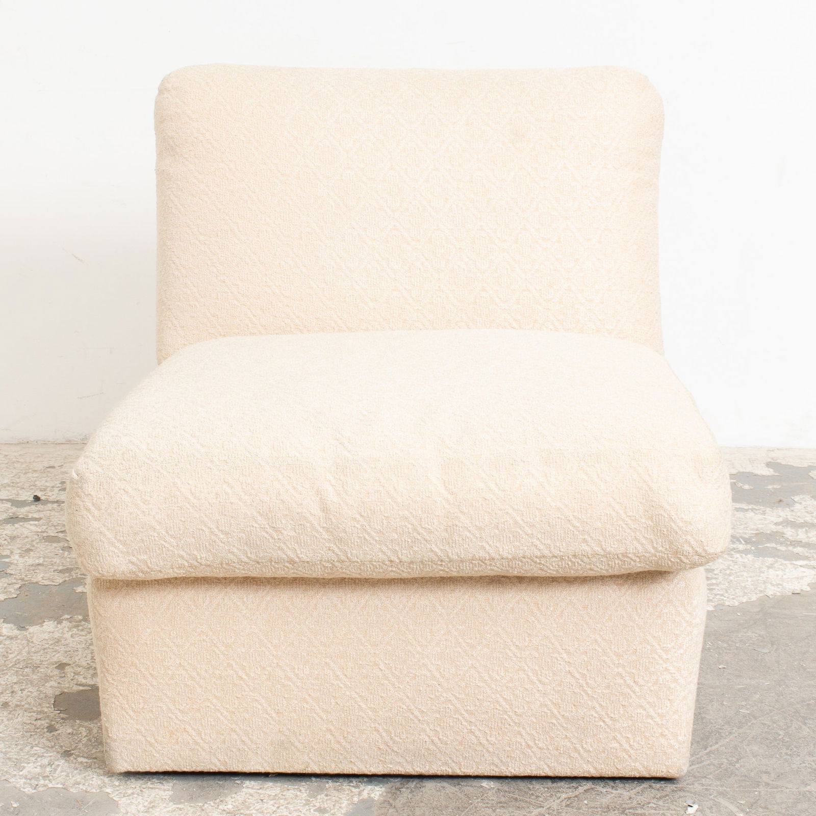 Beige Upholstered Slipper Chair (1 of 7)