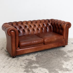 Brown Leather Chesterfield Sofa