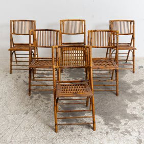 Set of Six Bamboo Folding Chairs
