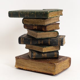 Carved Painted Wood Stack of Books