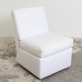 White Upholstered Slipper Chair