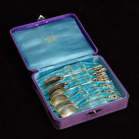 Set of Nine 800 Silver Tea Spoons