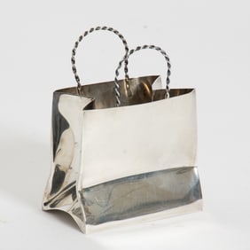 Cartier Sterling Silver Handmade Miniature Shopping Bag