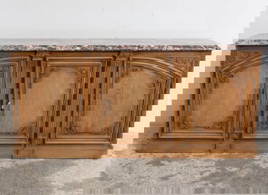 Louis XVI Style Carved Marble Top Sideboard