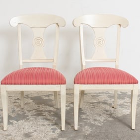 Pair of Neoclassical Style White Painted Side Chairs