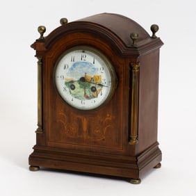 Mahogany Marquetry Inlaid Mantle Clock