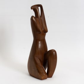 Modern Carved Wood Sculpture of a Woman