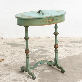 Blue and Floral Painted Work Table