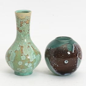 Two Crystalline Glazed Ceramic Vases