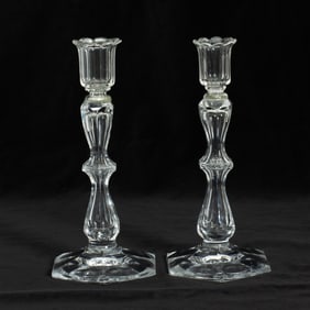 Pair of Glass Candleholders