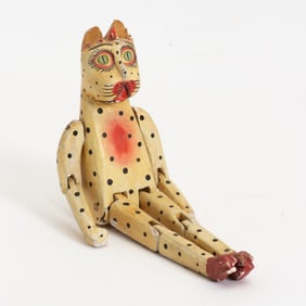 Hand Painted Folk Art Cat Puppet