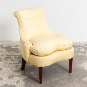 Cream Upholstered Slipper Chair