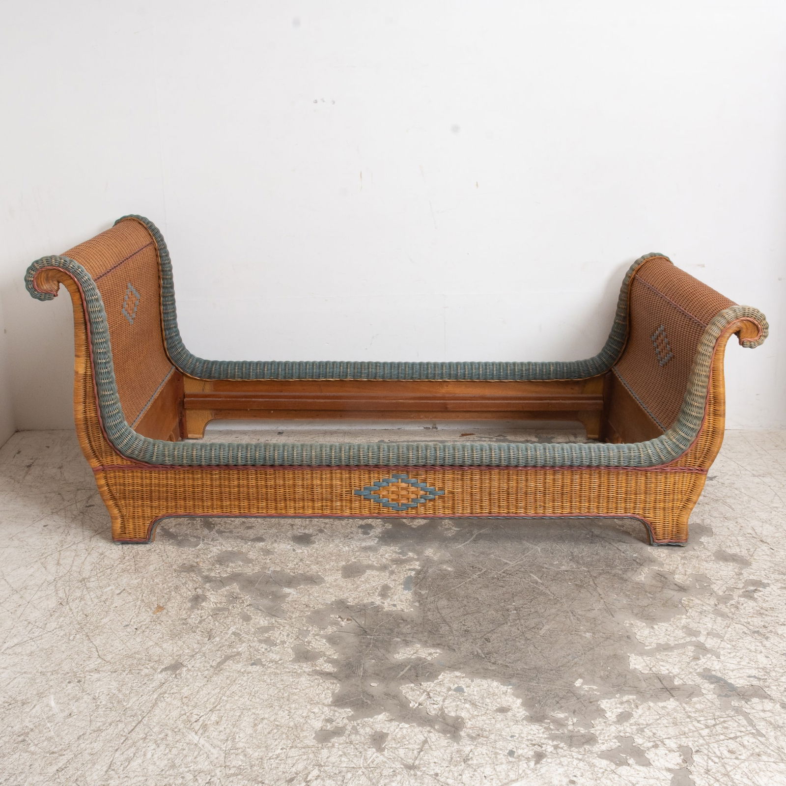 Wicker Bed: . (39" h x 42" w x 96" d) Good