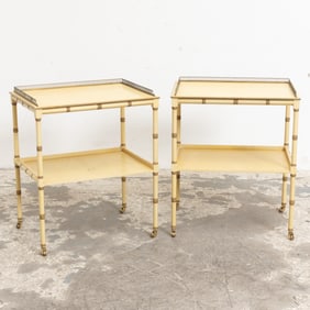 Pair of Cream Painted Two-Tier Side Tables