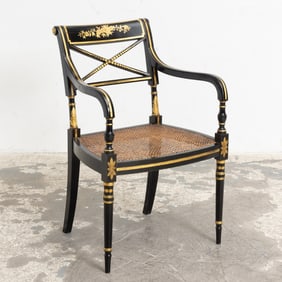 Regency Style Black Painted Armchair