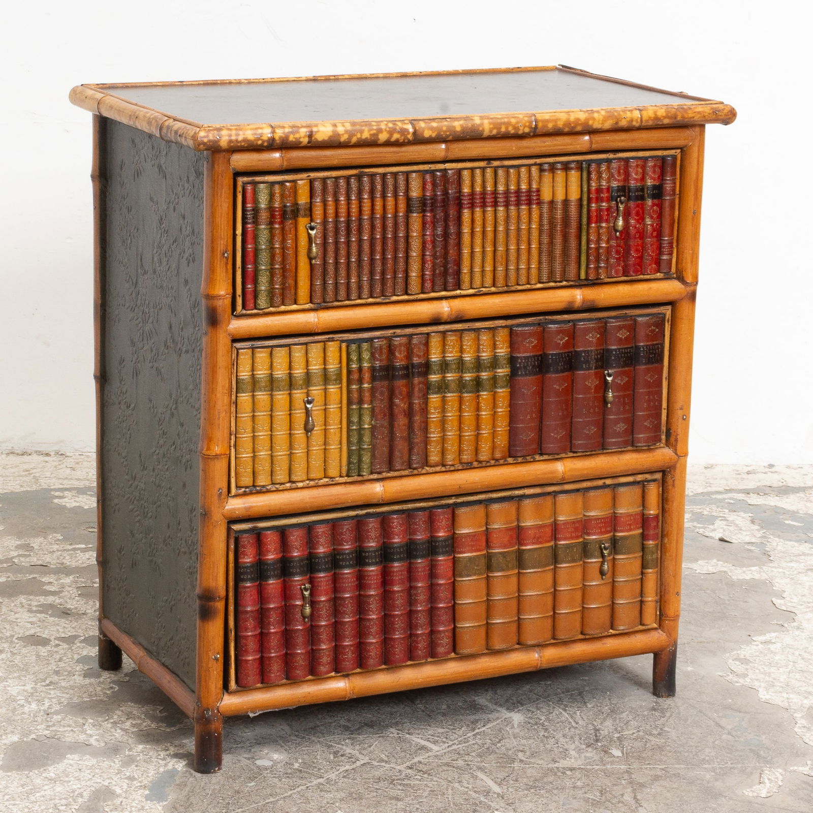 Painted Bamboo Faux Bookshelf Dresser (1 of 5)