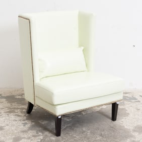 Eggshell Leather Upholstered Chair