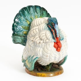Italian Glazed Ceramic Turkey Form Tureen