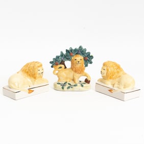 Group of Three Staffordshire Lions