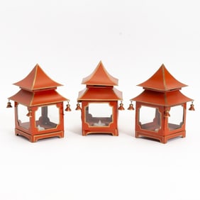 Set of Three Painted Tole Lanterns