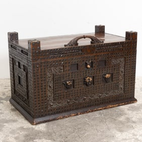 Renaissance Style Wood and Metal Trunk