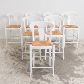 Set of Seven White Painted Stools