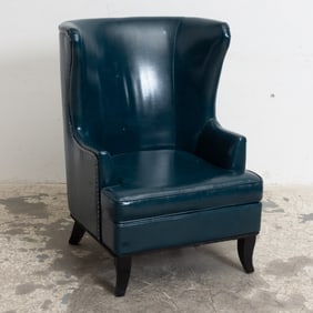 Blue Leather Upholstered Armchair