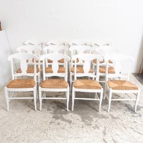 Set of Twelve White Painted Dining Chairs