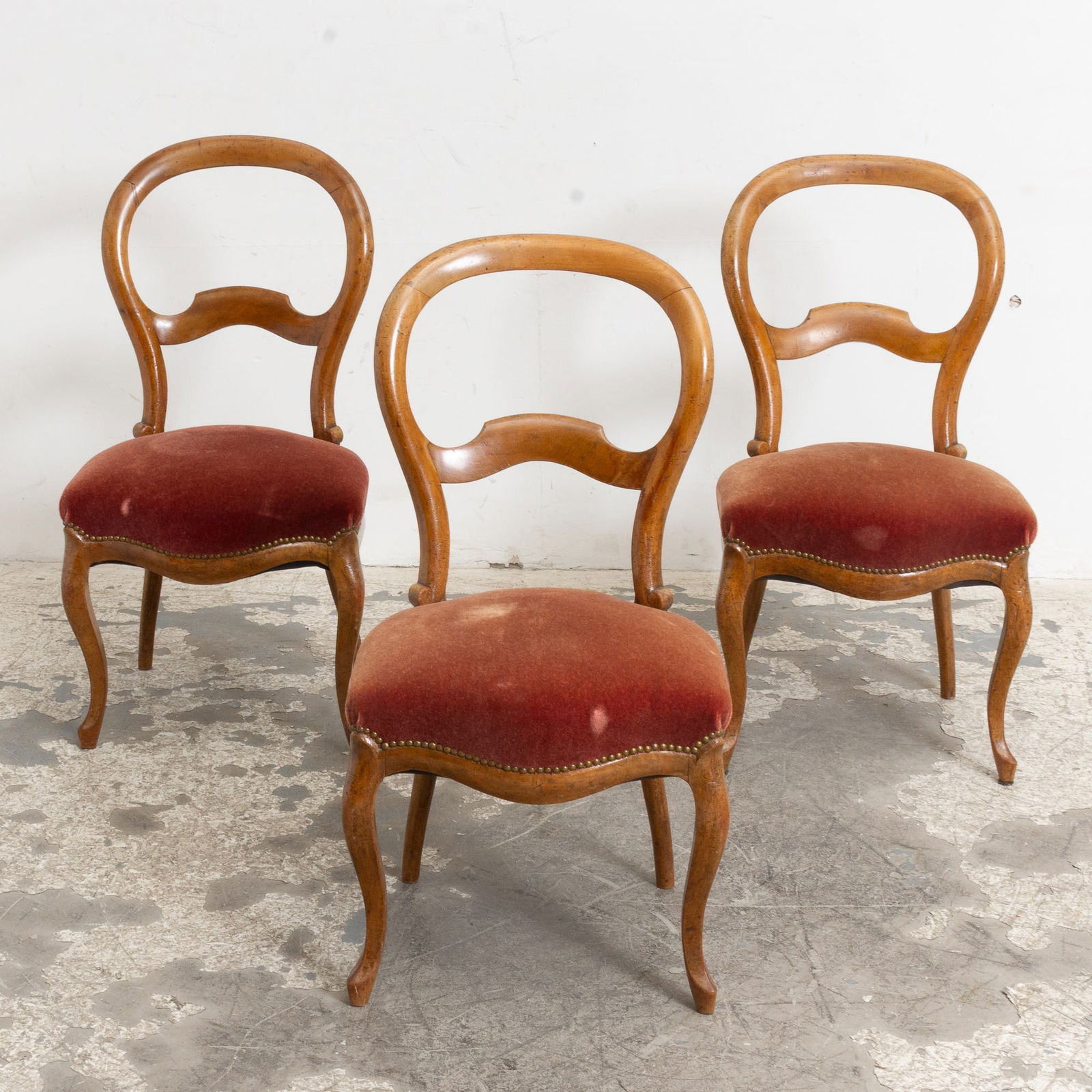 Set of Three Louis-Phillppe Chairs: . (34 3/4" h x 18 1/2" w x 17" d Seat to floor 16 1/2" h) scratches and dings, cracks