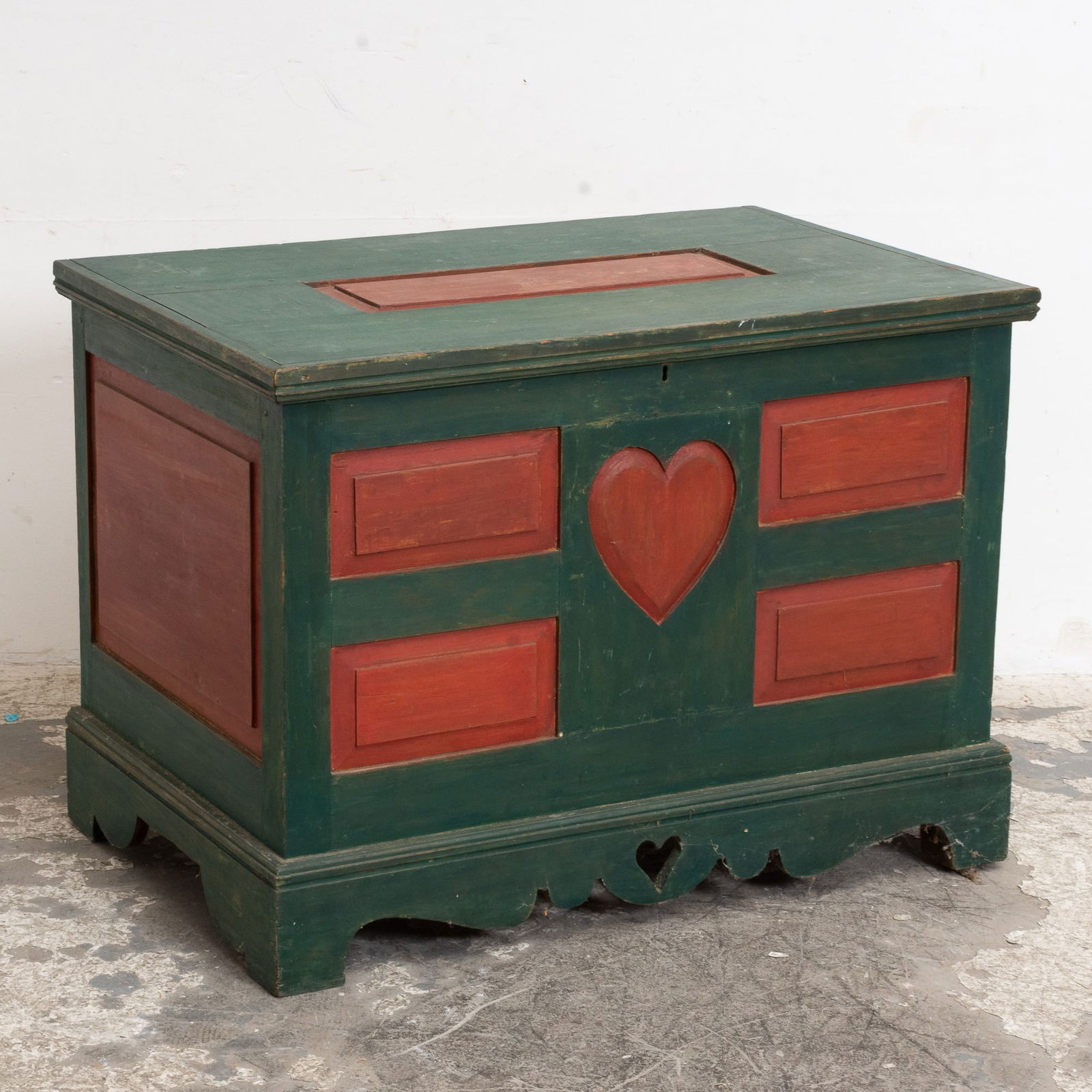 Folk Art Paint Decorated Trunk on Stand (1 of 6)