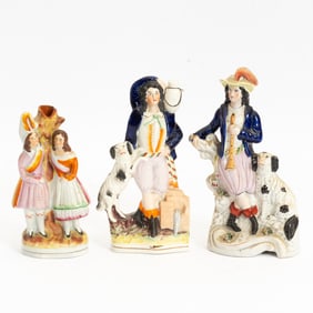 Group of Three Staffordshire Pottery Figures