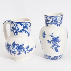 Tiffany Delft Vase and Pitcher