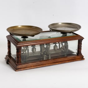 Mahogany and Glass Springer Torsion Balance