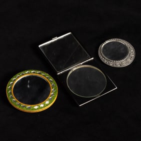 Gucci Faux Ostrich Leather Compact Mirror;