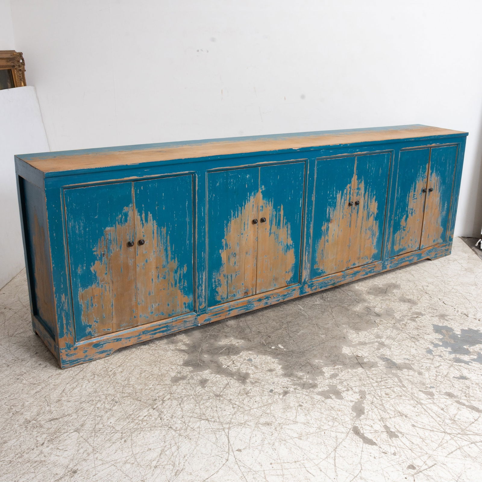 Blue Painted Low Sideboard (1 of 7)