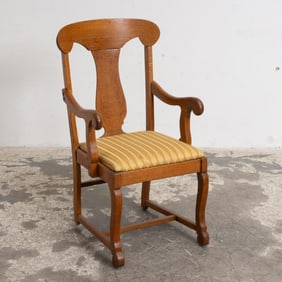 Upholstered Oak Open Armchair