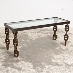 Wrought Iron Chain Link Leg Coffee Table