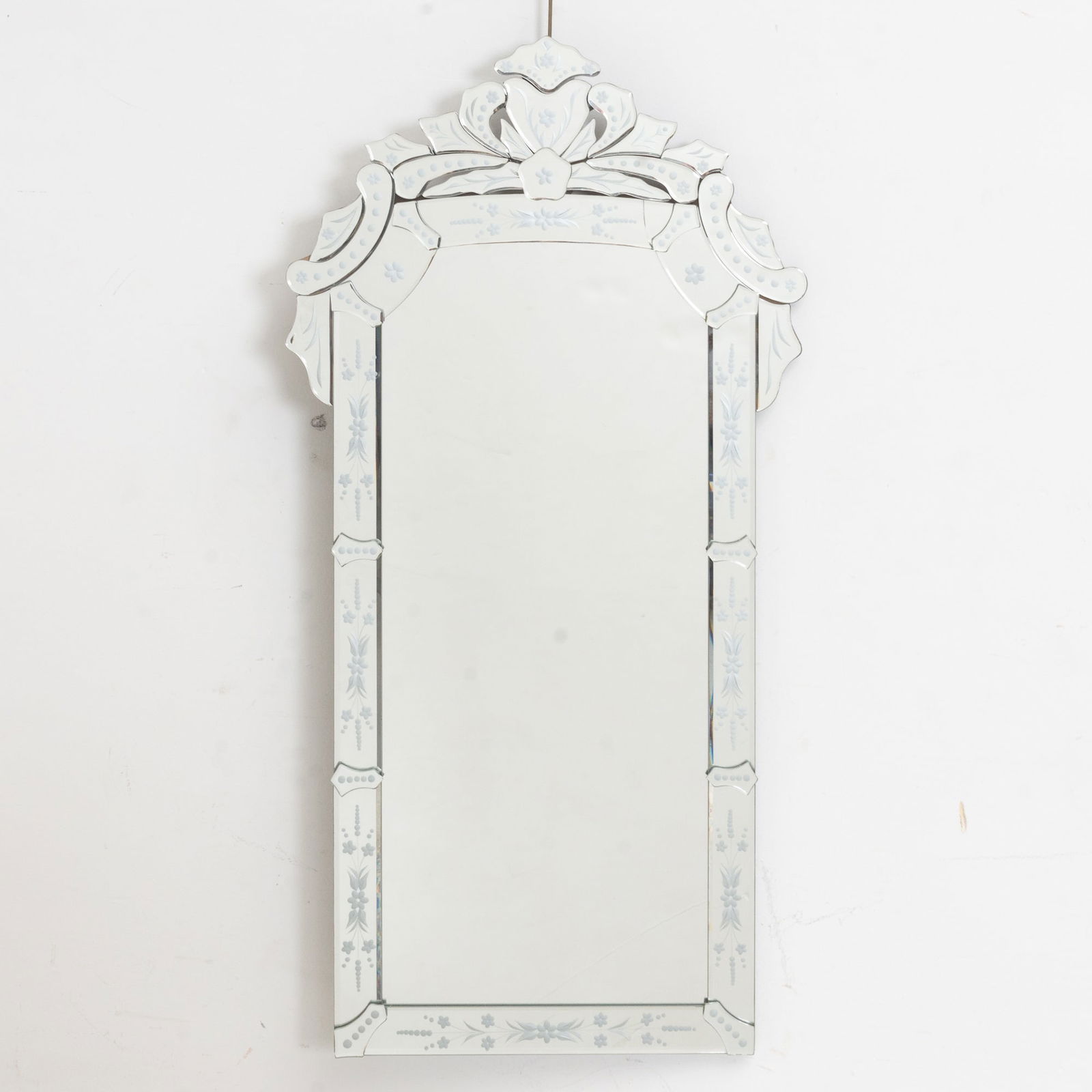Venetian Glass Mirror: . (41" h x 21" w) Good