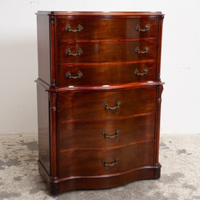 Mahogany Bow Front Chest on Chest