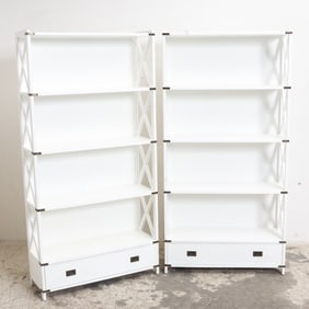 Pair of White Painted Bookshelves