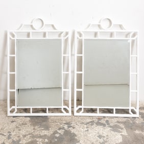 Pair of Trellis Framed Mirrors
