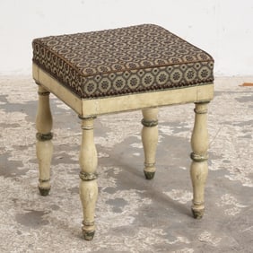 French Style Painted Upholstered Stool