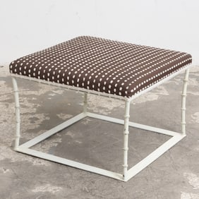 Brown and White Upholstered Ottoman