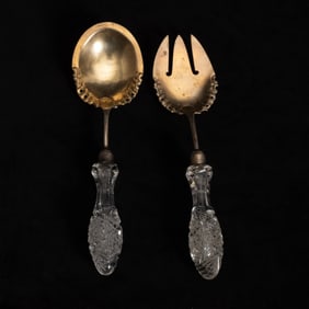 Glass Handled Sterling Serving Utensils