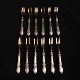 Set of Twelve Sterling Handled Fish Forks