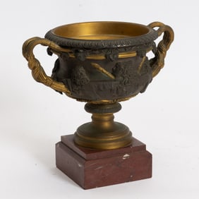 Neoclassical Style Bronze Urn on Marble Stand