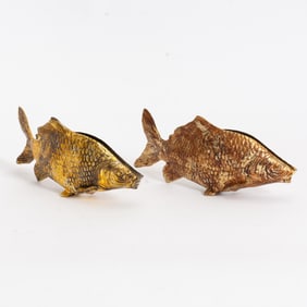 Pair of Gilt Metal Fish Form Napkin Holders