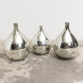 Three Mercury Glass Teardrop-Shaped Vases